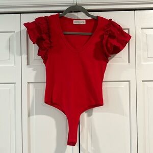 GAME DAY bodysuit w/ruffle sleeves